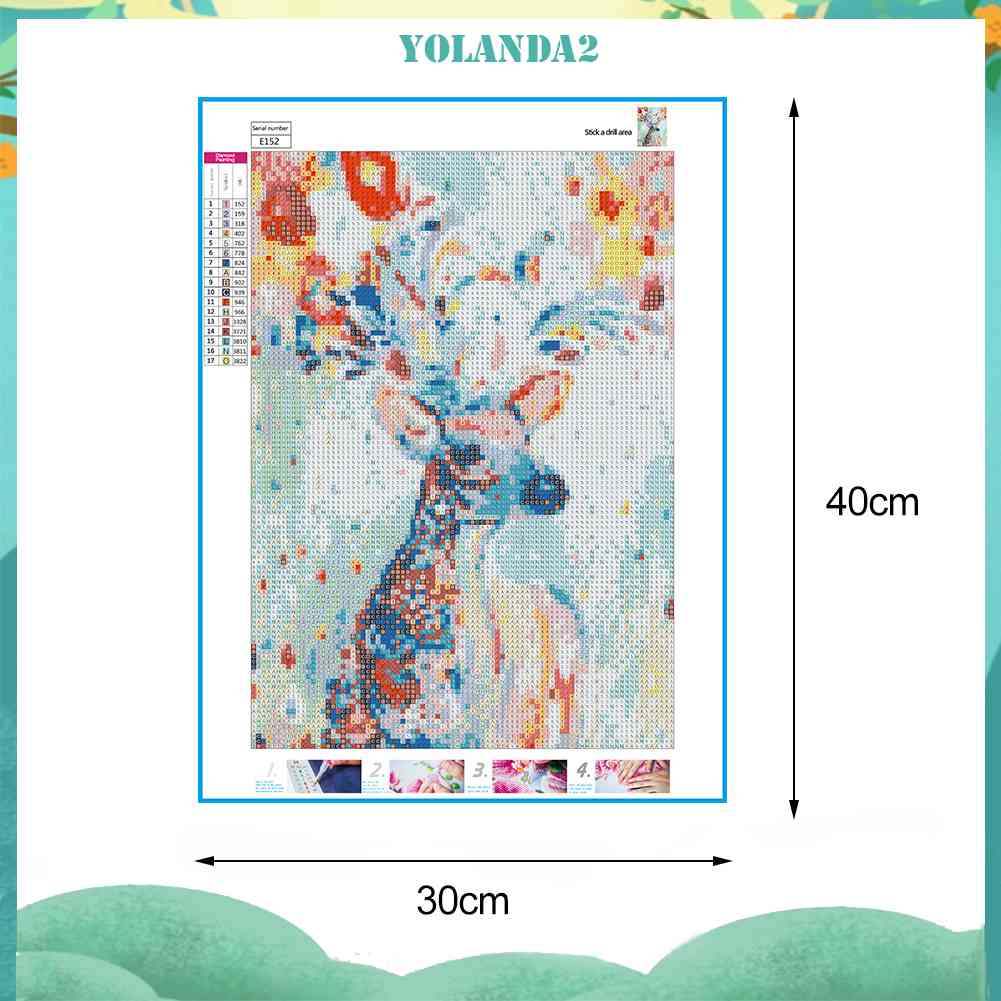 Tranh Đính Đá Kim Cương Toàn Bộ 5D DIY Hình Vẽ Hươu Nhiều Màu