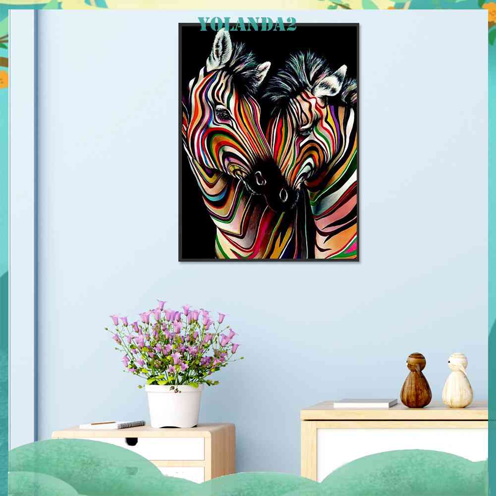 Tranh Đính Đá Kim Cương Toàn Bộ 5D DIY Hình Vẽ Ngựa Vằn