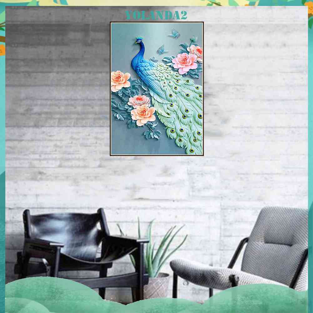 Tranh Thêu Chữ Thập Đính Đá Kim Cương Tròn Hình Vẽ Chim Đẹp