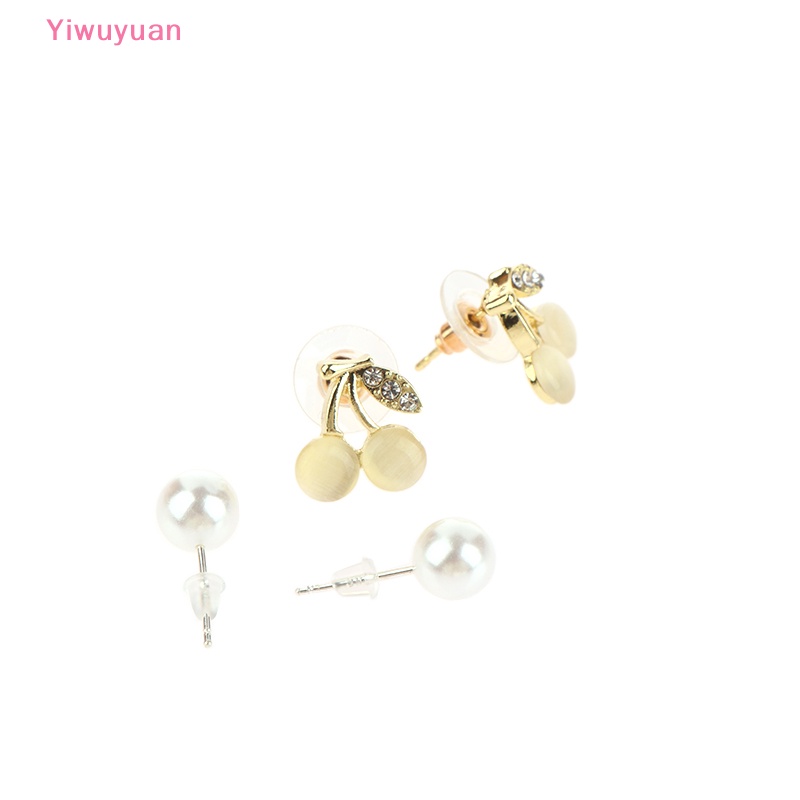 < Yiwuyuan > Bông Tai Hình Nơ Đen Đính Pha Lê Thời Trang Mới