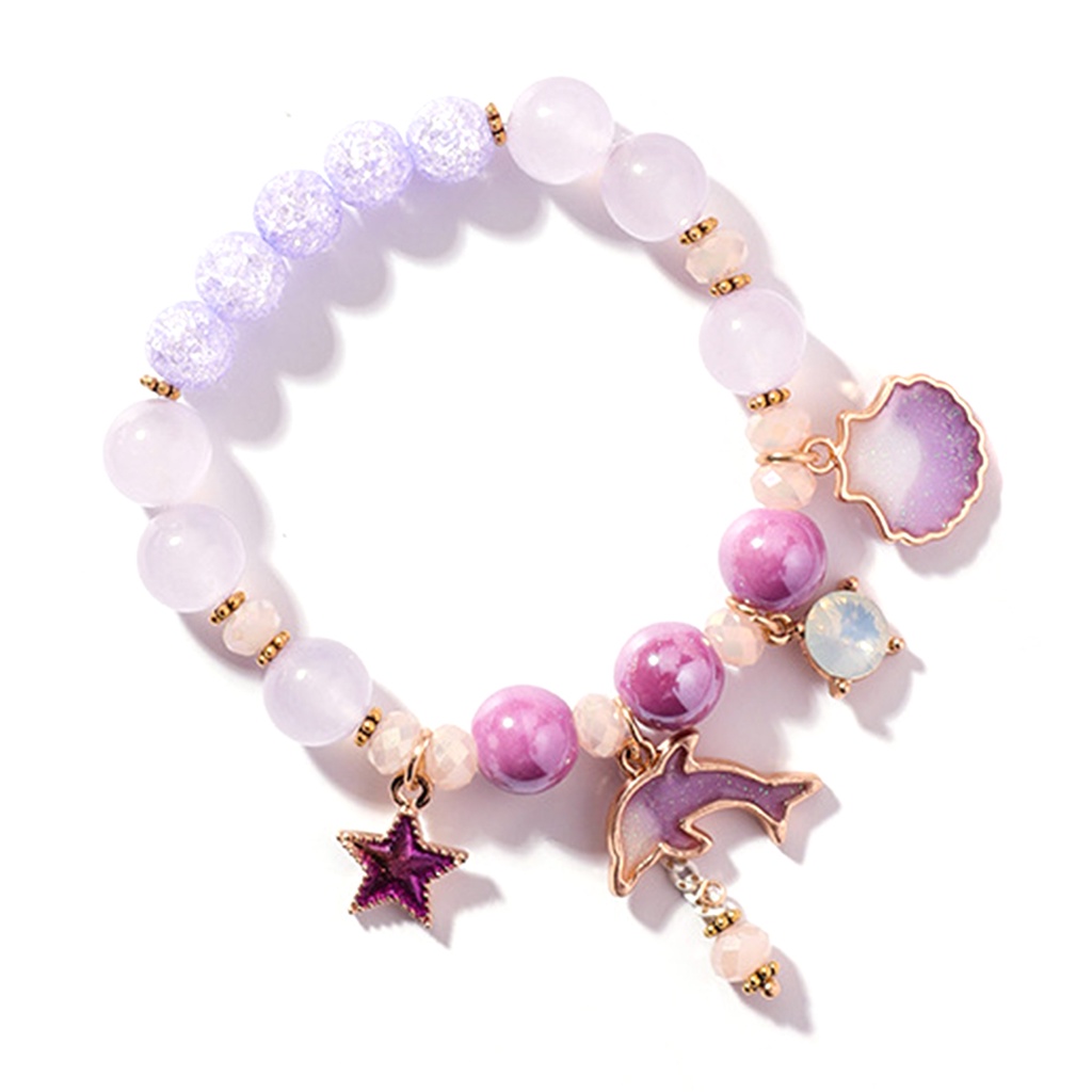 Vòng Tay Chuỗi Hạt Pha Lê Co Giãn Hình Cá Voi Ngọt Ngào Cho Nữ