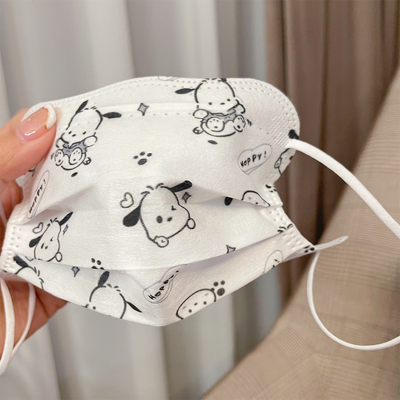 Khẩu Trang Ba Lớp Hình Chữ V Họa Tiết Chú Chó Pacha Và Bướm Dễ Thương Bảo Vệ Cá Nhân Dành Cho Trẻ Em 4-10 Tuổi