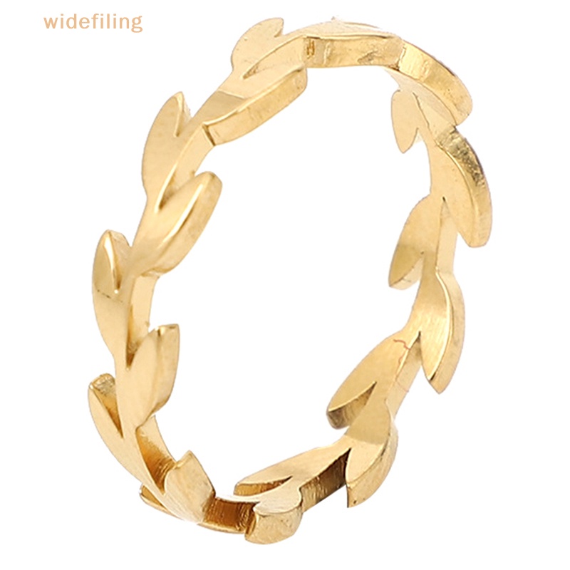 Nhẫn Hình Lá Bằng Thép Không Gỉ Bản Rộng Thời Trang Cho Nữ