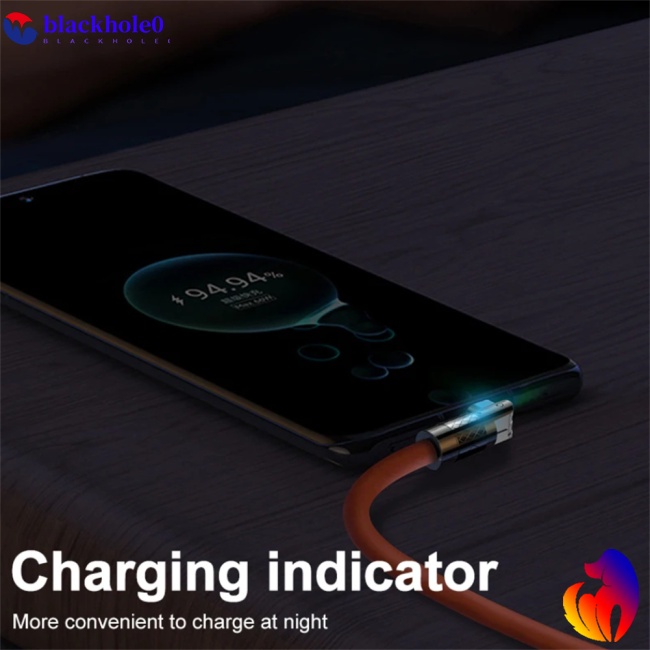 Dây Cáp Sạc Nhanh 120w 6A Type C 180 Có Đèn Led Dành Cho Điện Thoại