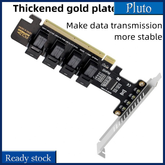 Thẻ Mở Rộng Pcie X16 Sang 4 Cổng U.2 Nvme Sff-8643 Sff-8639 Pci-e 4.0 T3eb Có Đèn Led