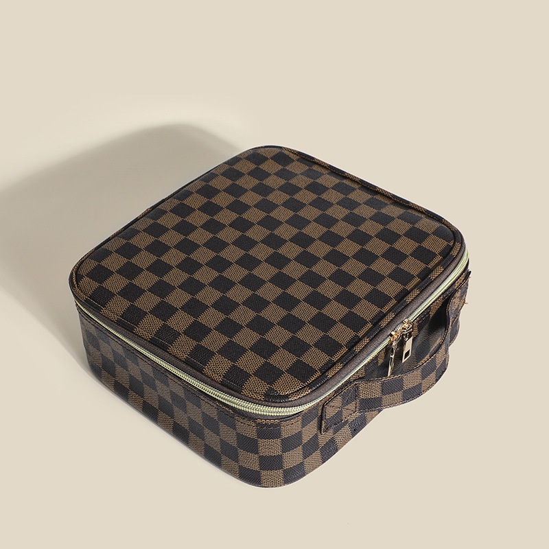 Túi Đựng JASMIN NOIR Mỹ Phẩm Chất Lượng Cao Hình Vuông Họa Tiết Sọc Caro Phong Cách Retro Đơn Giản Cho Nữ