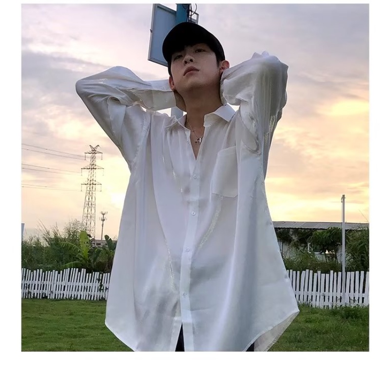 Áo Sơ Mi Cổ Tròn Phong Cách Harajuku Đơn Giản Hợp Thời Trang Mùa Thu Mới Cho Nam