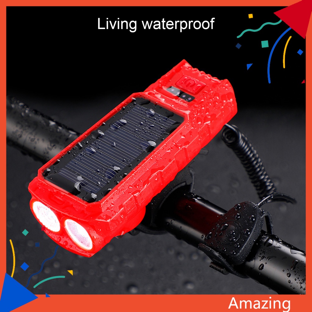 Đèn Pha Sử Dụng Năng Lượng Mặt Trời Chống Thấm Nước 400 Lumens Gắn Phía Trước Xe Đạp