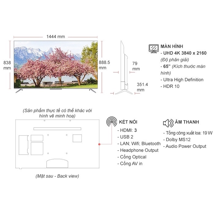 Smart Tivi TCL 65 Inch 65P715 4K UHD /Chính hãng BH:24 tháng tại nhà toàn quốc/ - Mới 100% Mới 100%- Điện máy PG | BigBuy360 - bigbuy360.vn