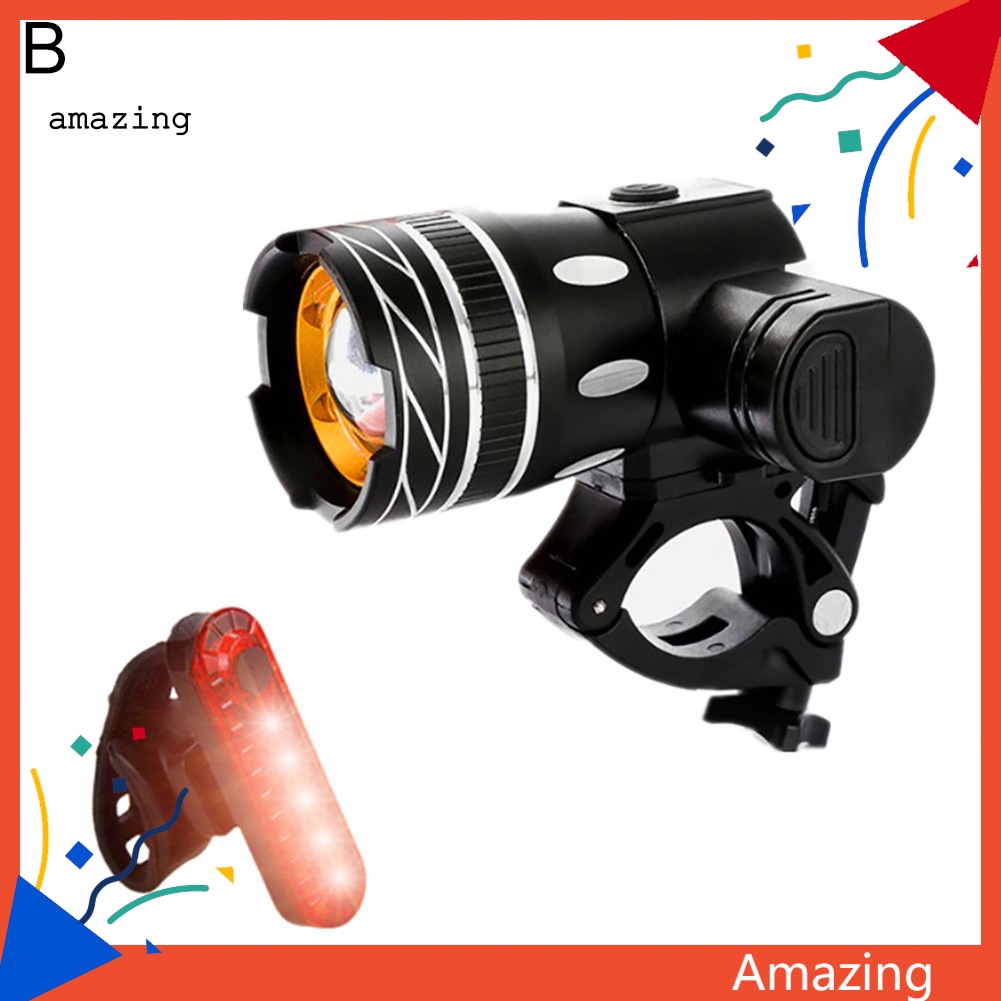 Bộ Đèn Pha LED USB Chống Nước Kèm Sạc Cho Xe Đạp