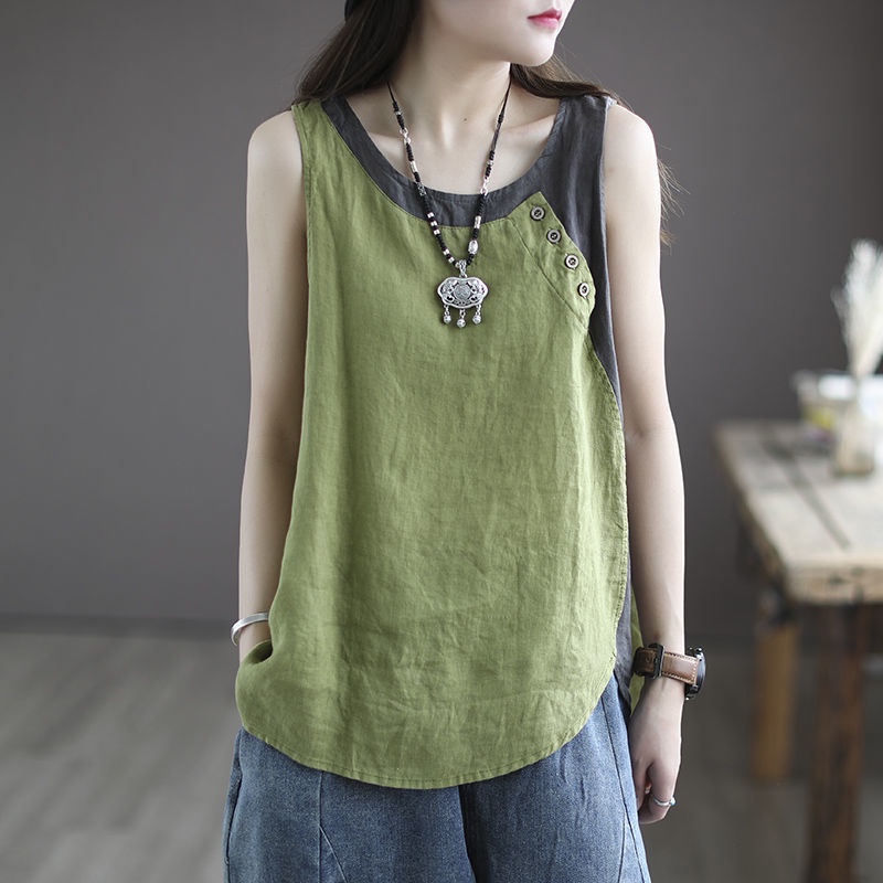 Áo Dây 100% Cotton Lanh Mỏng Dáng Rộng Phong Cách Mới Mùa Hè 2024