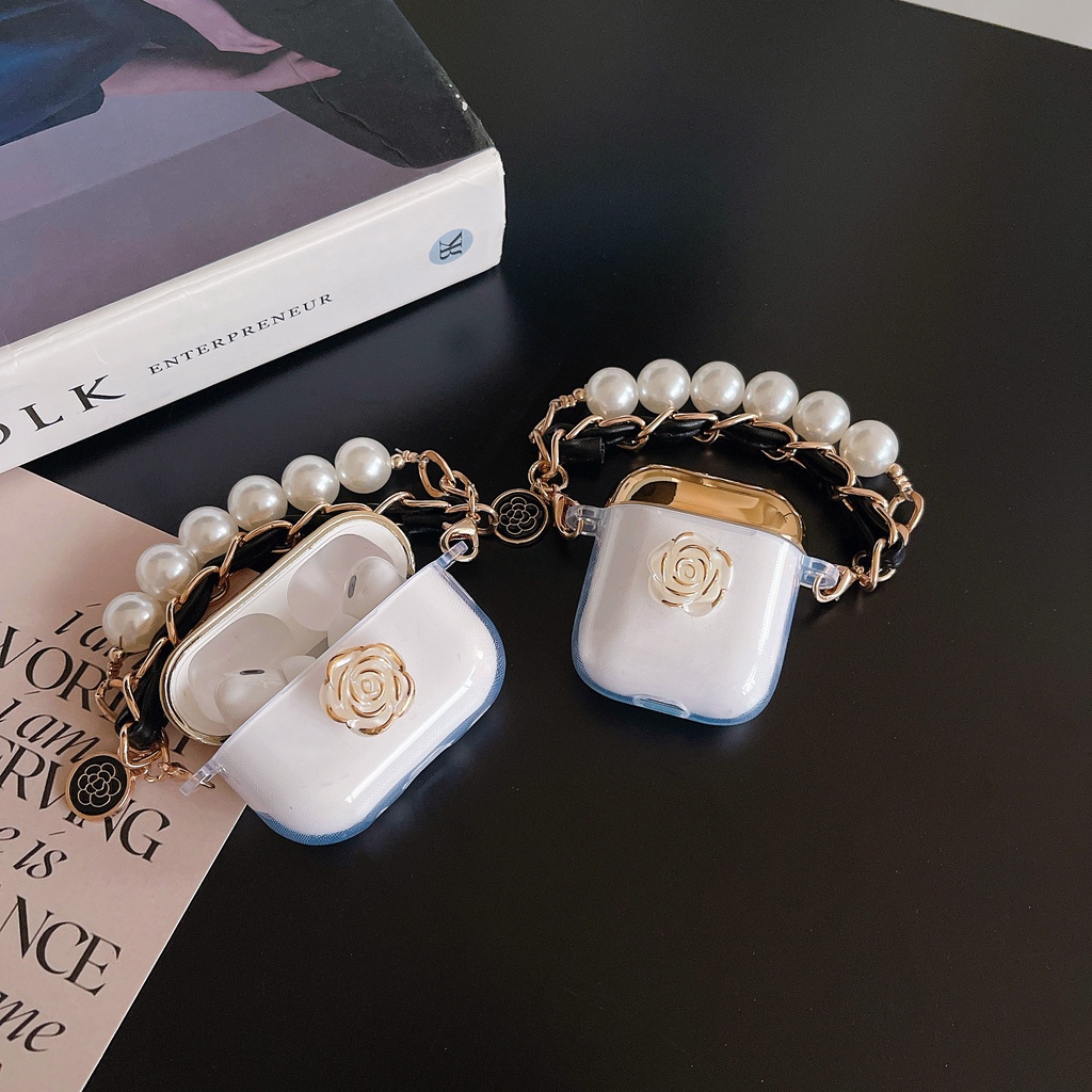 Vỏ Bảo Vệ Hộp Sạc Tai nghe không dây AirPods 1 / 2 / 3 Pro2 2022 Bằng tpu Mềm Trong Suốt Chống Trầy Mạ Điện Màu Vàng Hồng 3D