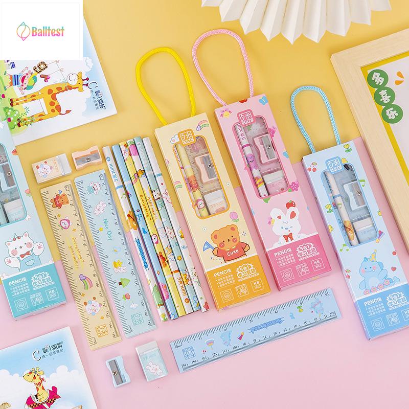 💜Set quà tặng đồ dùng học tập học sinh 4 chi tiết - set quà tặng dụng cụ học tập giá rẻ - cute