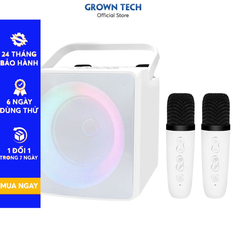 Loa bluetooth kiêm mic hát karaoke GROWNTECH SD-508 không dây di động song ca đèn led đa năng bảo hành 24 tháng