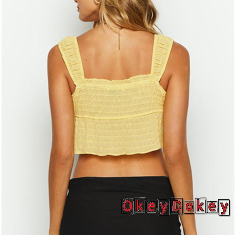 Áo Tank Top Hai Dây Màu Trơn Cột Dây Phía Trước Thời Trang Cho Nữ