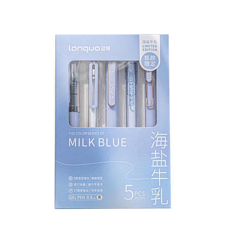 Hộp 5 Bút Bi Mực Đen Ngòi 0.5mm Chất Lượng Cao