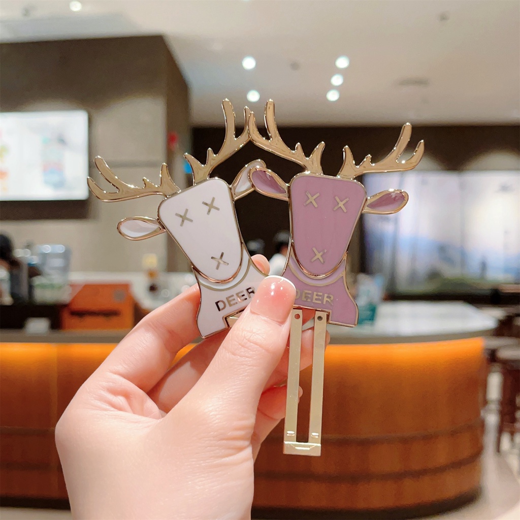 Ốp Điện Thoại Họa Tiết Hoạt Hình Tuần Lộc Dễ Thương Kèm Giá Đỡ Nhẫn Và Dây Đeo Tiện Dụng Cho iphone