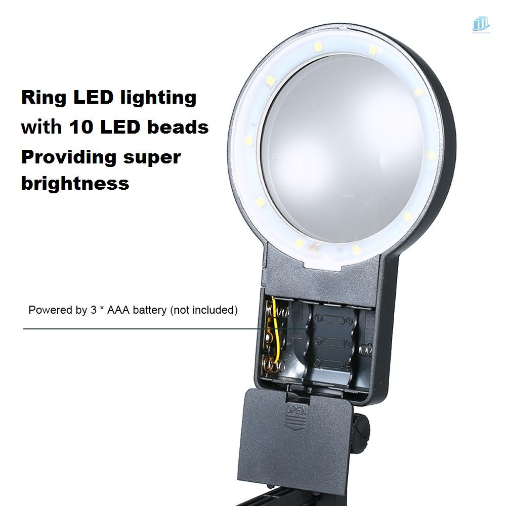 Kính Lúp Đa Năng 3X / 4.5X / 25X Có Đèn LED Và Giá Đỡ Để Bàn Tiện Dụng