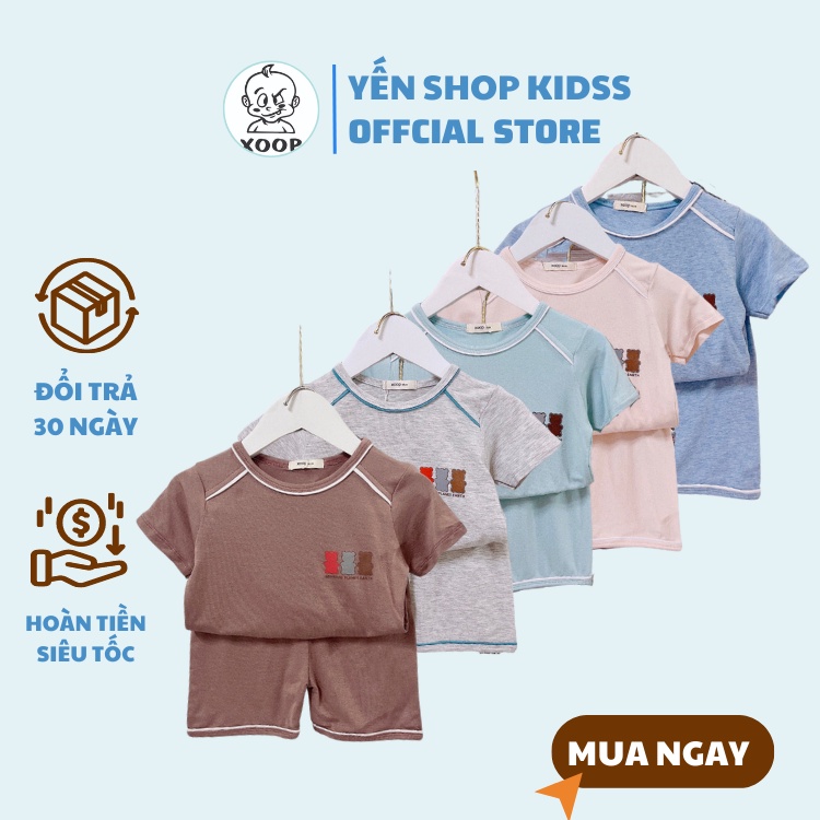Bộ quần áo trẻ em Bộ cộc tay XOOP cotton lụa - XOOP in 3 con gấu cho bé trai bé gái (11-21kg)BC87 Yến Shop Kidsss