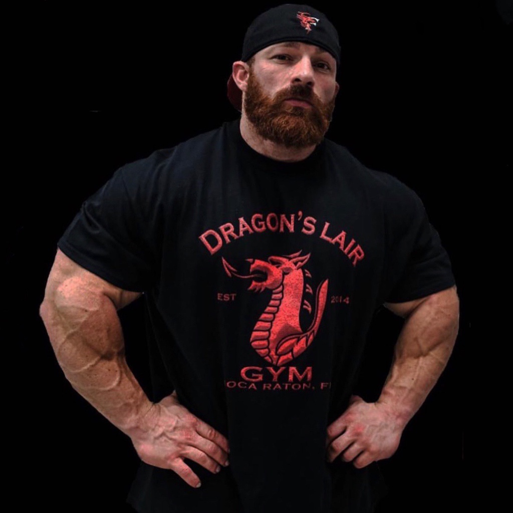 Áo Thun Thể Thao Tay Ngắn Dáng Rộng Vải Cotton In Hình Rồng Cá Tính Cho Nam