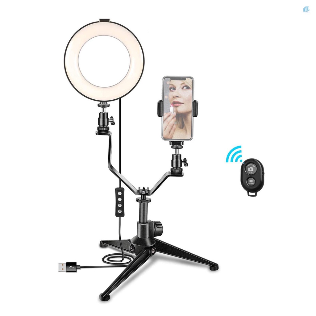 Vòng Đèn LED Tròn 6 Inch / 16cm Có Thể Điều Chỉnh Độ Sáng Với Giá Đỡ Ba Chân Hình Chữ V Cho Chụp Ảnh Chân Dung