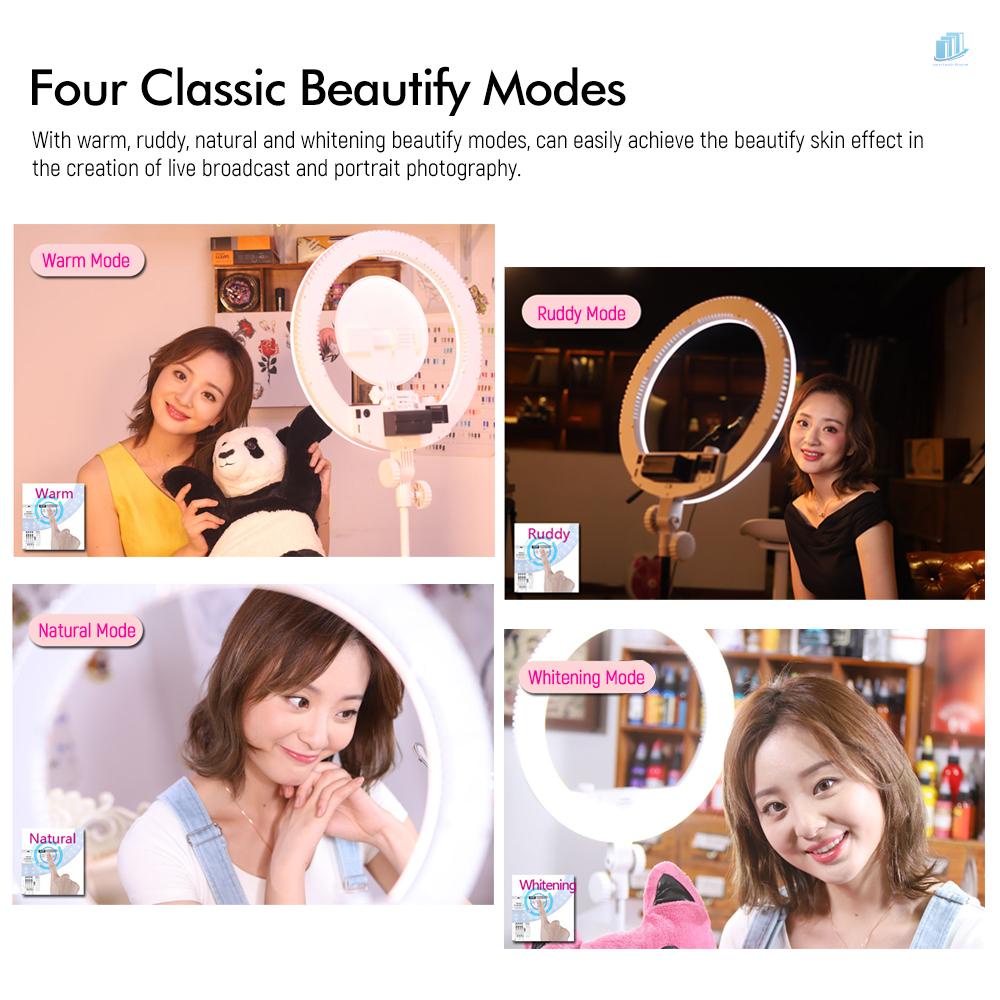 Vòng Đèn LED Hỗ Trợ Quay Video Youtube YONGNUO YN208 3200K-5500K Hai Màu Kèm Gương Trang Điểm