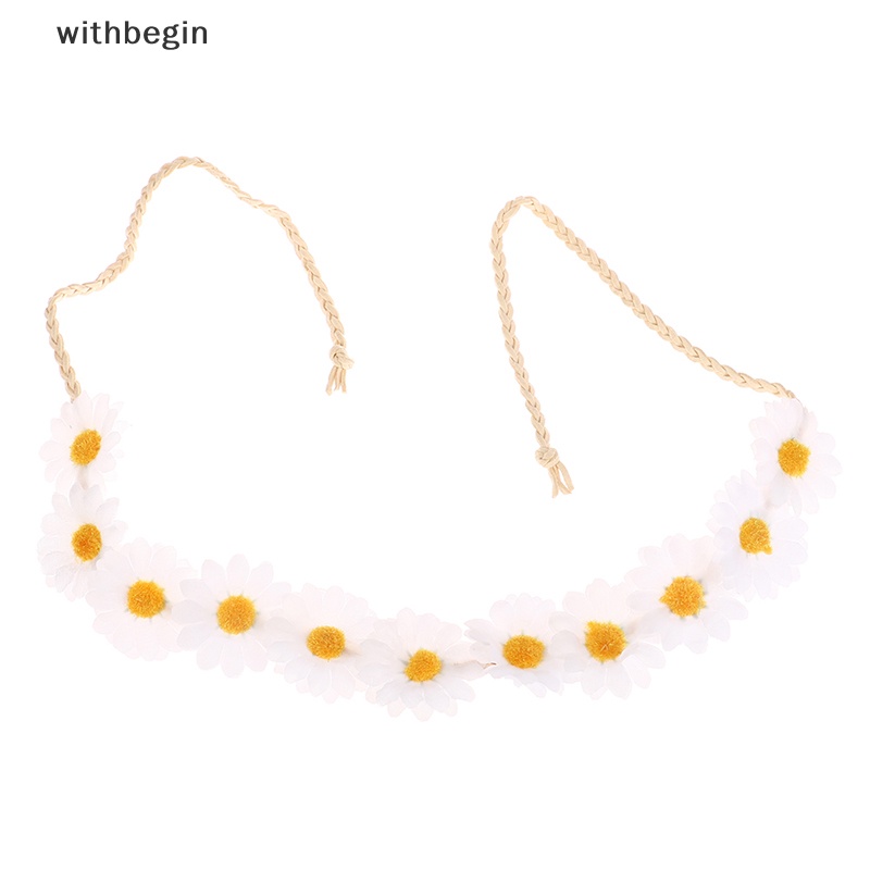 1 Băng Đô Bện Sợi Rơm Đính Hoa Cúc / Hướng Dương Xinh Xắn