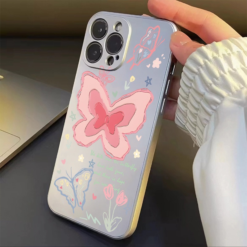 Ốp Điện Thoại Mềm Trong Suốt Chống Sốc Họa Tiết Bướm Cho IPhone 14 11 Pro Max 13 12 8 7 Plus XS X XR SE 2020