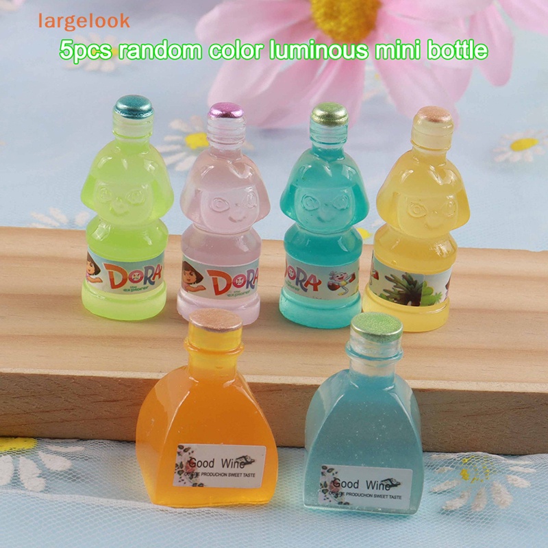 Bộ 5 Bình Nước Mini Họa Tiết Hoạt Hình Màu Dạ Quang Dùng Trang Trí