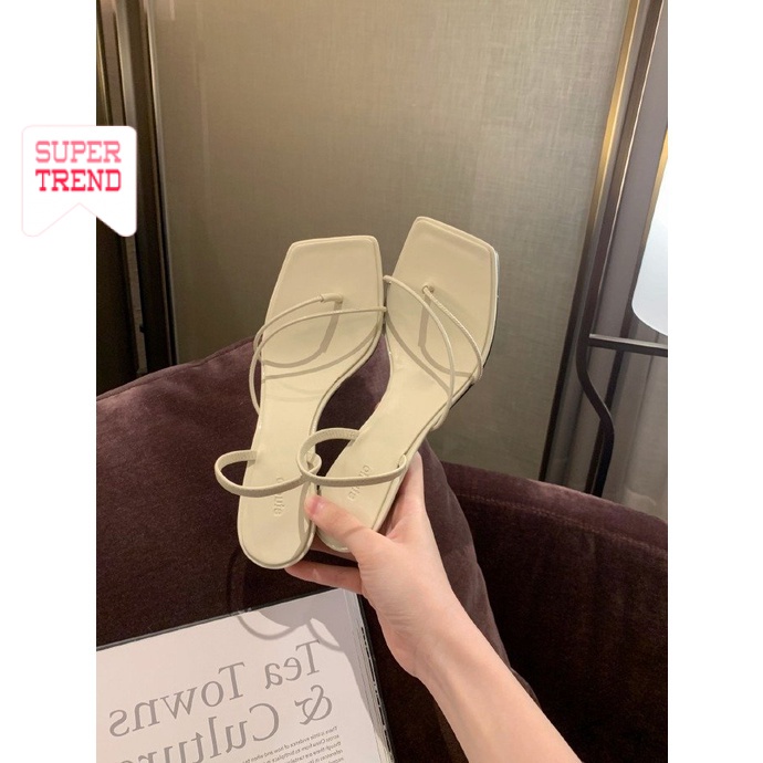 Giày Sandal Cao Gót 7CM Mũi Vuông Quai Mảnh Thời Trang Mùa Hè Hàn Quốc