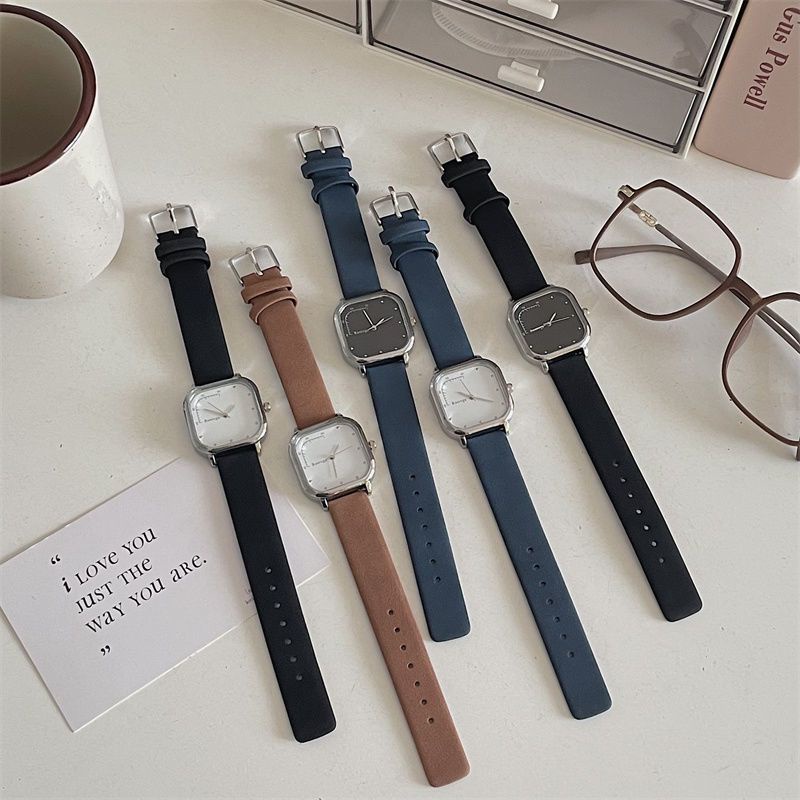 Đồng Hồ Đeo Tay Mặt Vuông Nhỏ Đơn Giản Phong Cách Preppy