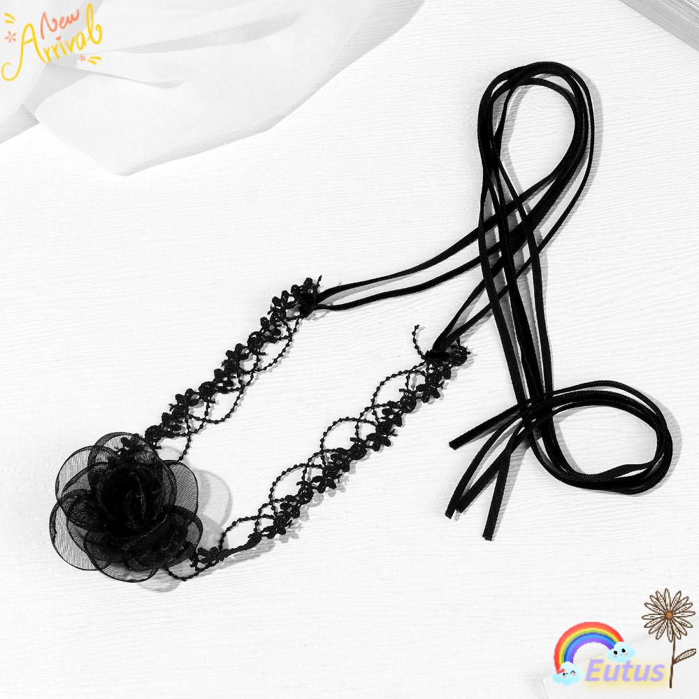 Set 6 Vòng Cổ / Vòng Hoa Trà Cột Dây Ruy Băng Màu Đen Gợi Cảm