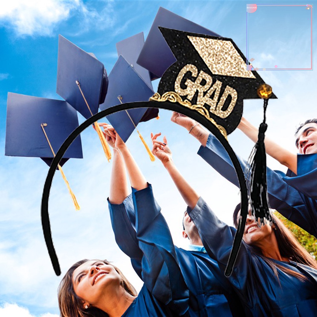 Băng Đô Cài Tóc Bằng Vải Nỉ Chống Trượt Họa Tiết Nón Tốt Nghiệp Cho Nữ