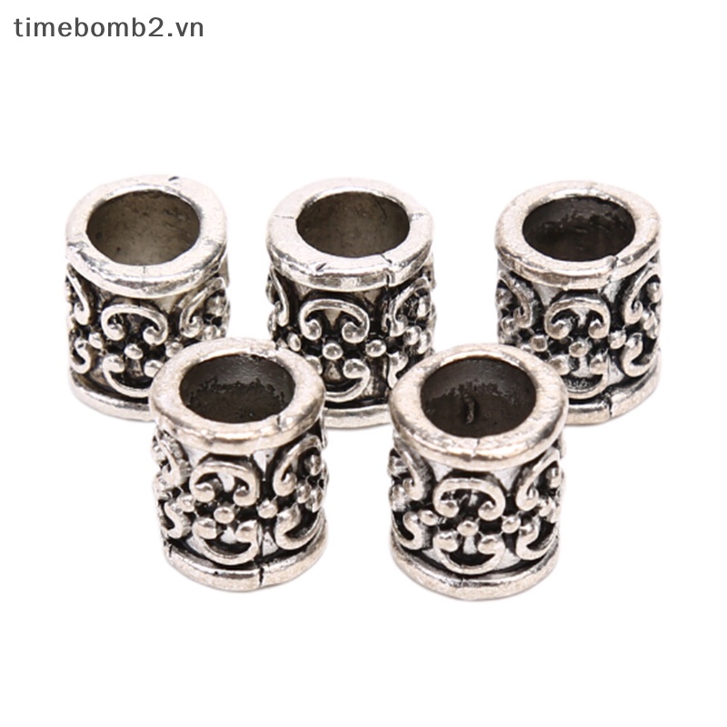 {Timebomb} Set 5 Dây Buộc Tóc Bện Hạt Cườm Bằng Hợp Kim Viking Cổ Điển Mới