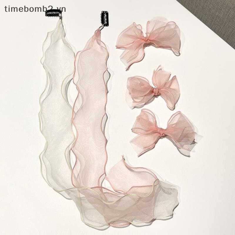 {Timebomb} Kẹp Tóc Thắt Nơ Lưới Thuần Khiết Ngọt Ngào Cho Nữ Desire Fairy.