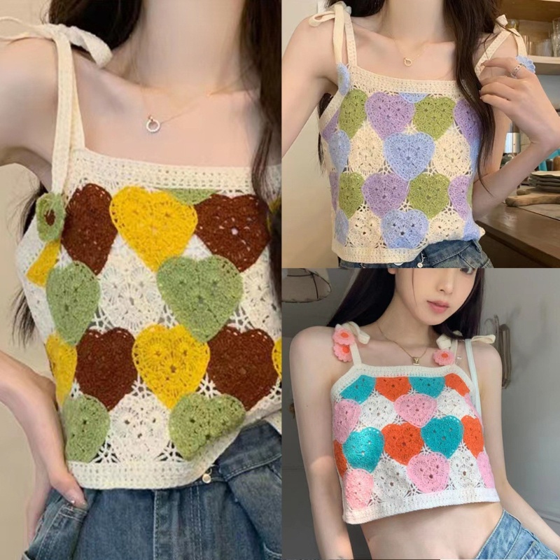 Áo Dệt Kim Ngắn Cổ Tròn Viền Ren Dễ Thương Cho Nữ