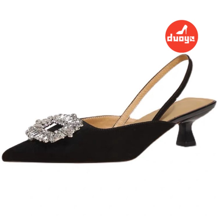 Giày Cao Gót Mũi Nhọn Đính Đá Kim Cương Giả Dễ Phối Đồ Thời Trang Mùa Hè Hàng Mới 2022 Dành Cho Bạn Nữ