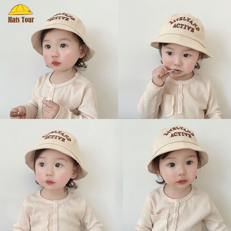 Nón Tai Bèo Chống Nắng Màu Trơn Thêu Chữ Thời Trang Cho Bé Trai Và Gái 6-24 Tháng Tuổi