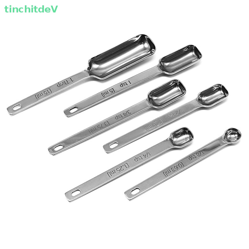 Set 6 Muỗng Đo Lường Bằng Thép Không Gỉ Tiện Dụng Khi Làm Bánh / Pha Cà Phê