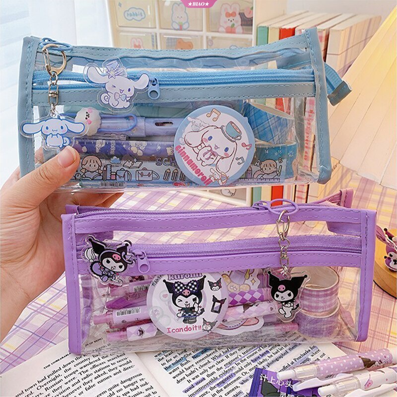 Bóp Viết Trong Suốt Cỡ Lớn Chống Thấm Nước In Hình Cinnamoroll mymelody Kuromi Dễ Thương