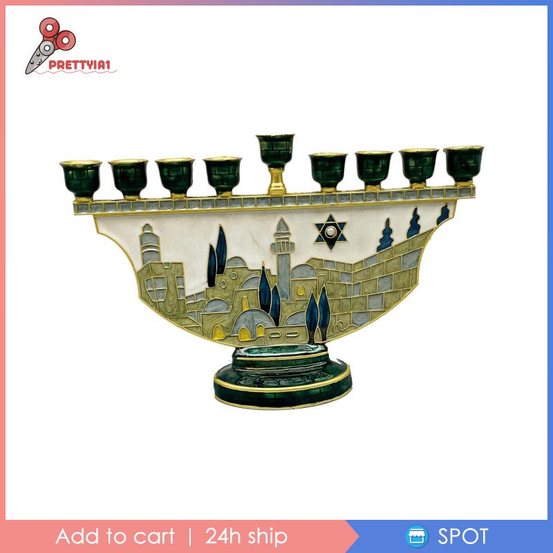 [Prettyia1] 9 Nhánh Nến Menorah Trang Trí Candelabras Mantel Hanukkah