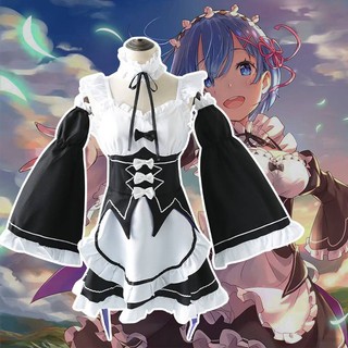 Bộ tóc giả ngắn hóa trang nhân vật anime re: zero ram rem thời trang