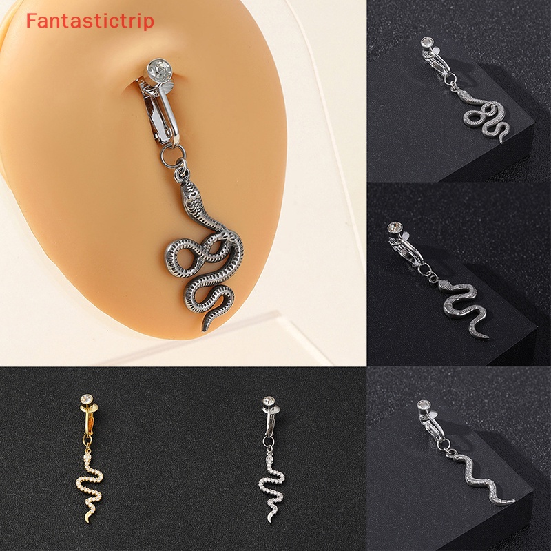 [Fantastictrip] Khuyên Rốn Dạng Chuỗi Rắn Đính Đá Zircon Giả Trang Sức Không Cần Xỏ Khuyên Cho Phụ Nữ Mới