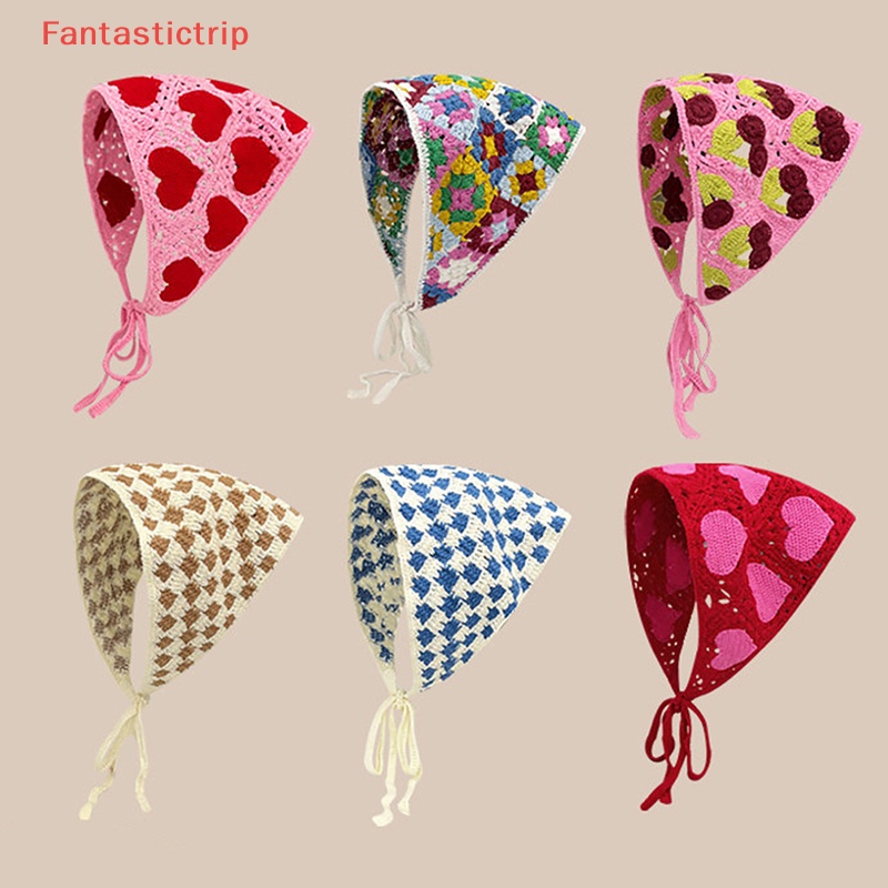 [Fantastictrip] Mũ Trùm Đầu Hình Tam Giác Đan Móc Thủ Công Hàn Quốc Ngọt Ngào Dễ Thương Mới