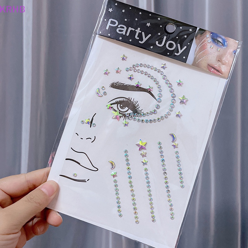Miếng Dán Trang Trí Mặt / Mắt Họa Tiết Kim Cương Lấp Lánh Tạm Thời