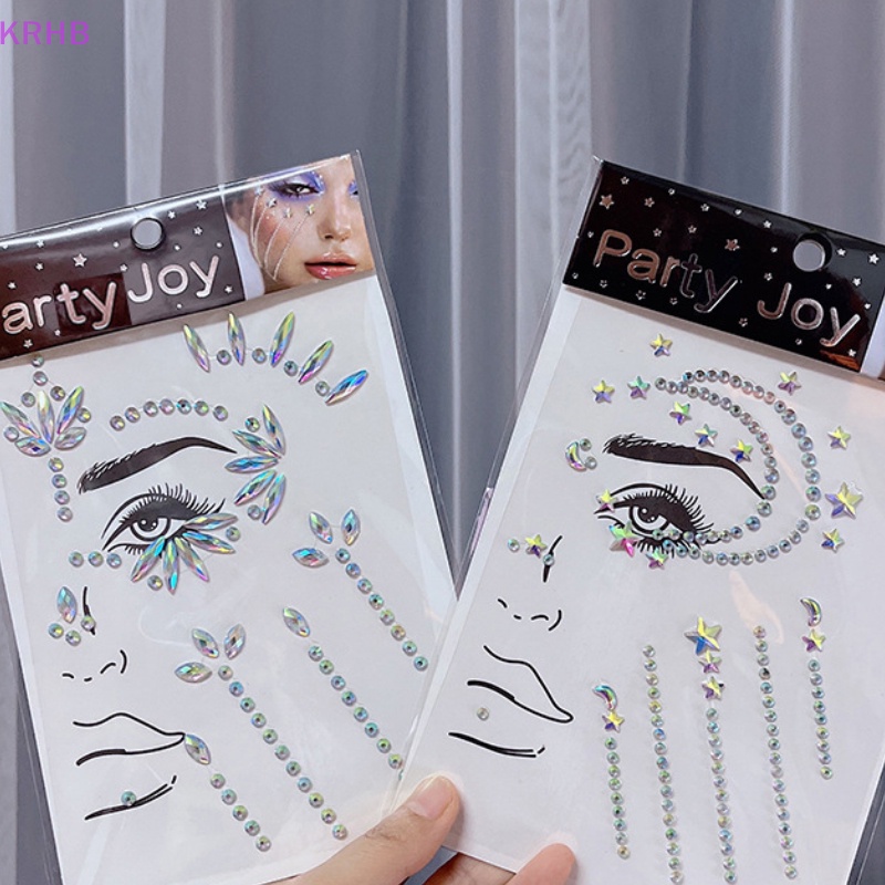 Miếng Dán Trang Trí Mặt / Mắt Họa Tiết Kim Cương Lấp Lánh Tạm Thời
