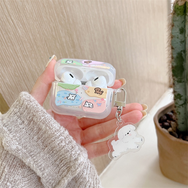 Vỏ Bảo Vệ Hộp Sạc Tai Nghe Bluetooth Không Dây Airpods1 / 2 3 Pro Pro2 Air Pods Pro 3 Hình Chú Chó Dễ Thương Ốp