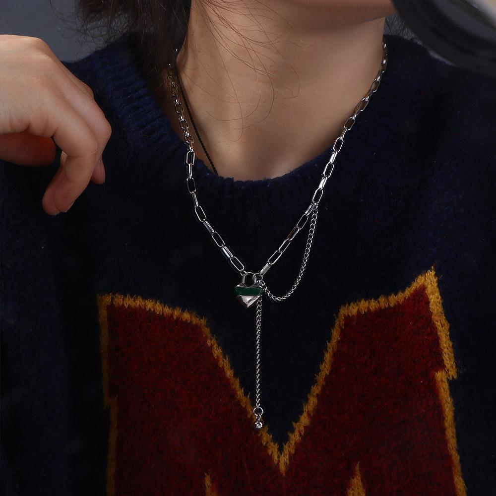 Vòng cổ Hợp Kim Hình Trái Tim Đơn Giản Sáng Tạo Phong Cách Hip Hop Hàn Quốc Cho Nữ