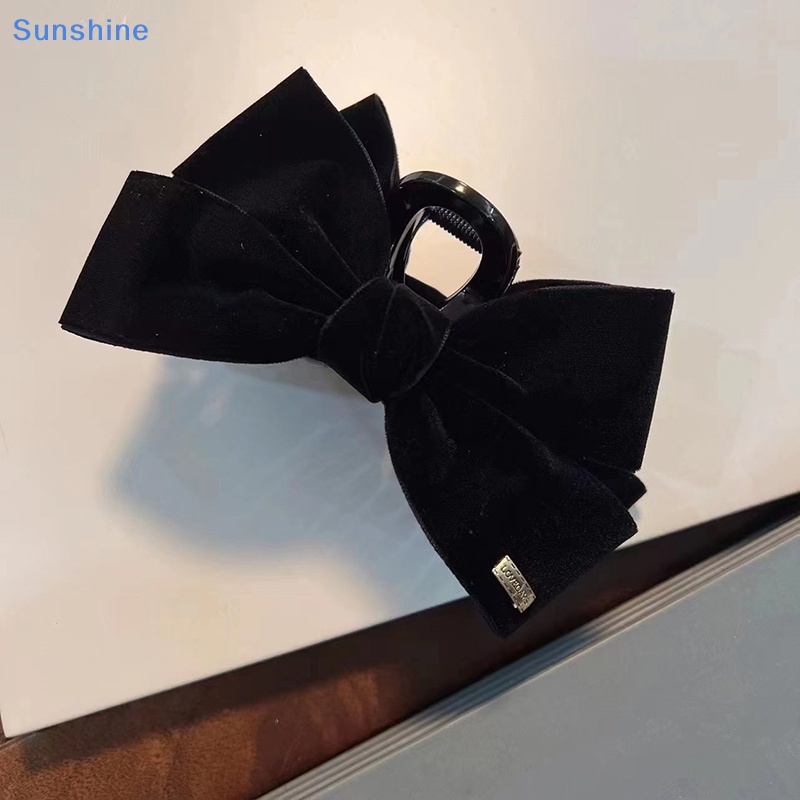 Kẹp Tóc Nơ Chéo Hai Mặt Cỡ Lớn Màu Trơn Thanh Lịch Cho Nữ