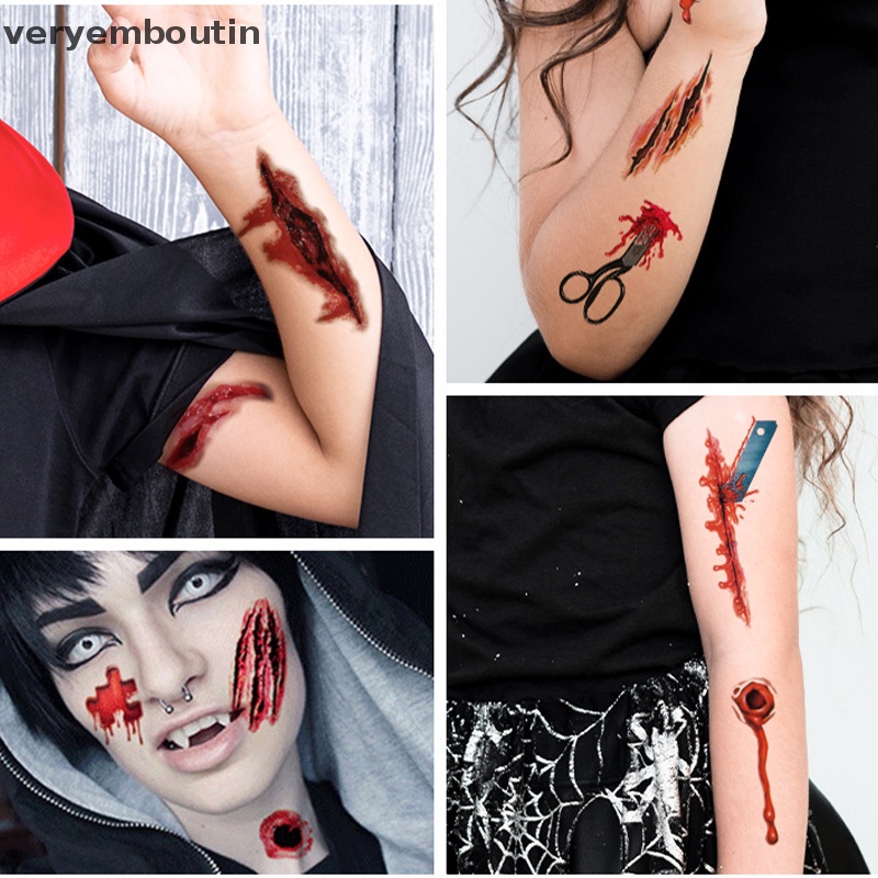 1 Tấm Hình Xăm Dán Vết Thương Máu Tạm Thời Chống Nước Dùng Hóa Trang Halloween